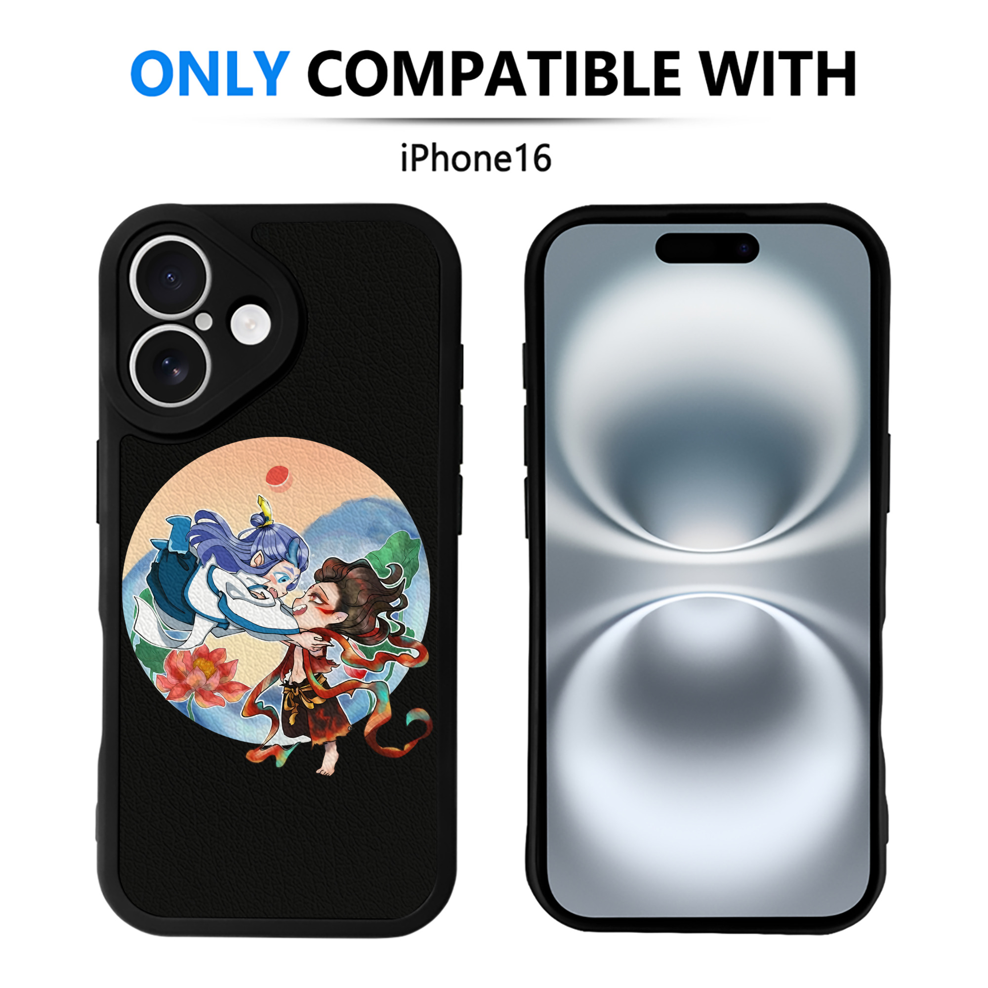 （画像用） Ne Zha 2 ナタ 魔童の大暴れ 【iPhone 16シリーズ対応】シリコンスマホケース（レザー調） 材質：シリコン